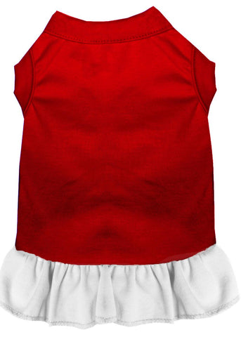 Plain Pet Dress Red With White Med (12)