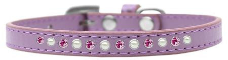 Pearl and Pink Crystal Size 8 Lavender Puppy Collar