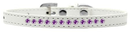 Purple Crystal Size 12 White Puppy Collar