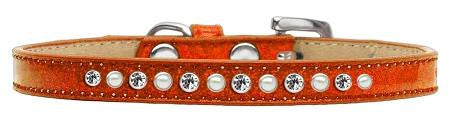 Pearl and Clear Crystal Size 10 Orange Puppy Ice Cream Collar