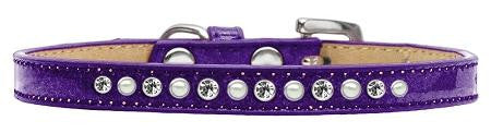 Pearl And Clear Crystal Size 16 Purple Puppy Ice Cream Collar