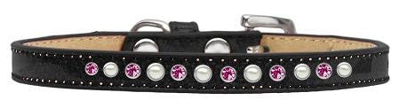 Pearl And Pink Crystal Size 16 Black Puppy Ice Cream Collar