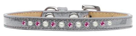 Pearl And Pink Crystal Size 16 Silver Puppy Ice Cream Collar