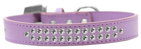 Two Row Clear Crystal Size 12 Lavender Dog Collar