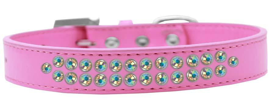 Two Row AB Crystal Size 16 Bright Pink Dog Collar