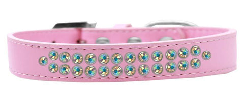 Two Row AB Crystal Size 20 Light Pink Dog Collar