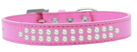 Two Row Pearl Size 14 Bright Pink Dog Collar