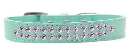 Two Row Light Pink Crystal Size 18 Aqua Dog Collar