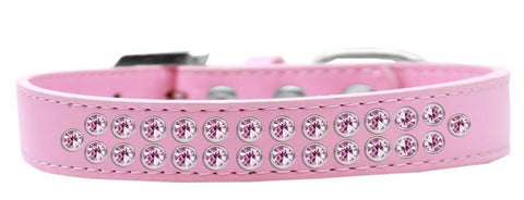 Two Row Light Pink Crystal Size 18 Light Pink Dog Collar