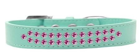 Two Row Bright Pink Crystal Size 14 Aqua Dog Collar