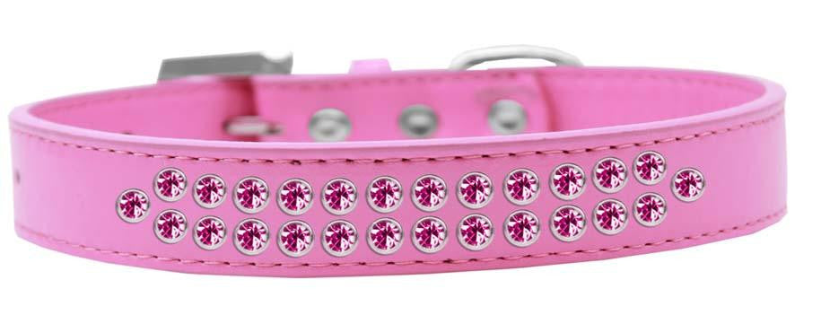 Two Row Bright Pink Crystal Size 14 Bright Pink Dog Collar