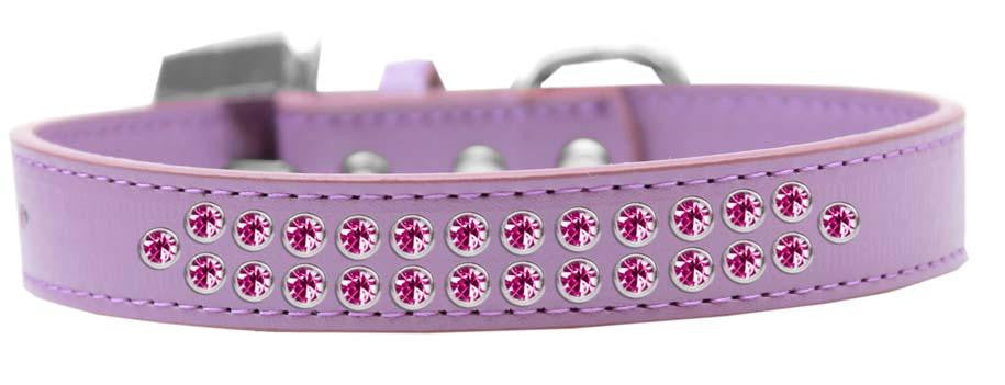 Two Row Bright Pink Crystal Size 12 Lavender Dog Collar