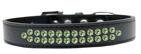 Two Row Lime Green Crystal Size 16 Black Dog Collar