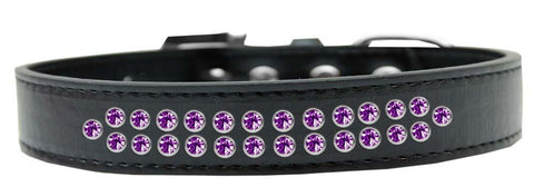 Two Row Purple Crystal Size 12 Black Dog Collar