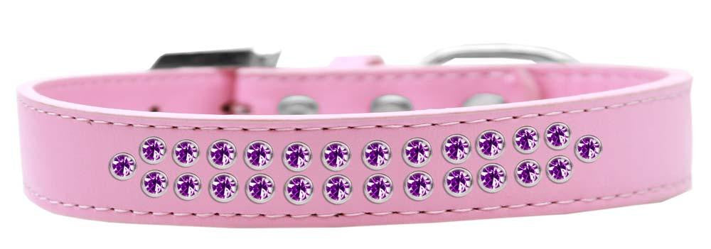 Two Row Purple Crystal Size 12 Light Pink Dog Collar