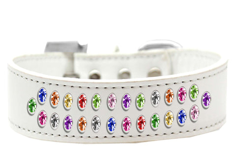 Two Row Confetti Crystal Size 14 White Dog Collar