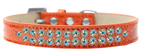 Two Row AB Crystal Size 14 Orange Ice Cream Dog Collar