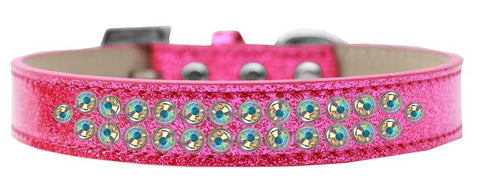 Two Row AB Crystal Size 14 Pink Ice Cream Dog Collar