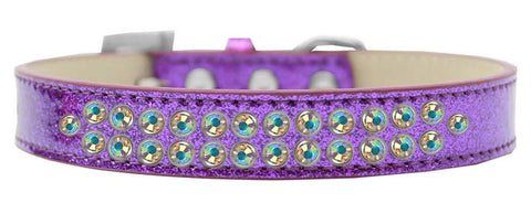 Two Row AB Crystal Size 14 Purple Ice Cream Dog Collar