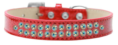 Two Row AB Crystal Size 18 Red Ice Cream Dog Collar