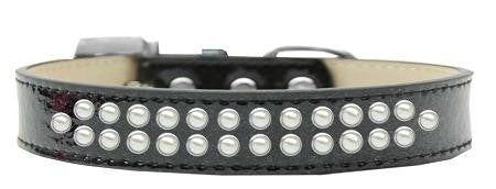 Two Row Pearl Size 14 Black Ice Cream Dog Collar