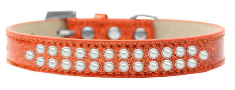 Two Row Pearl Size 14 Orange Ice Cream Dog Collar