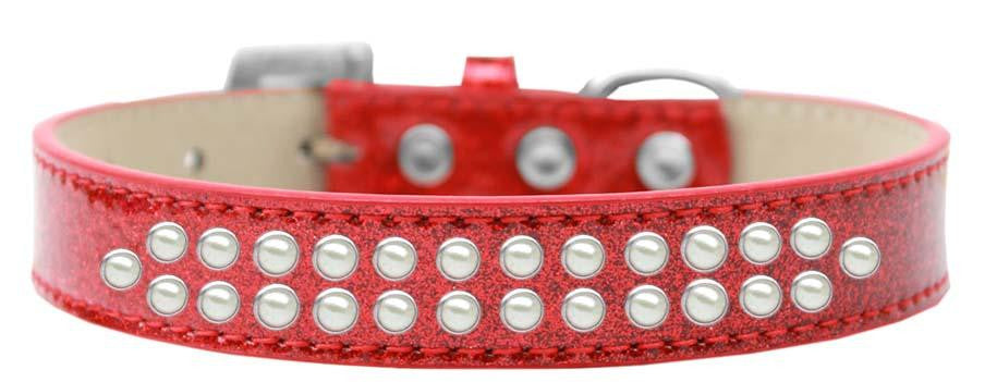 Two Row Pearl Size 14 Red Ice Cream Dog Collar