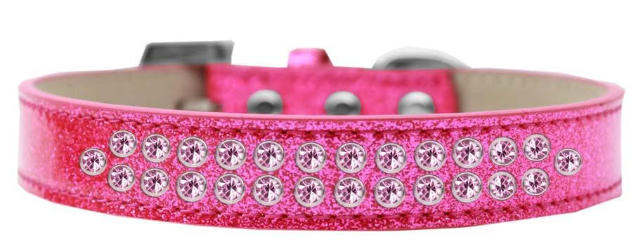 Two Row Light Pink Crystal Size 12 Pink Ice Cream Dog Collar