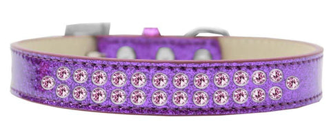 Two Row Light Pink Crystal Size 16 Purple Ice Cream Dog Collar