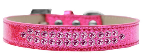 Two Row Bright Pink Crystal Size 12 Pink Ice Cream Dog Collar