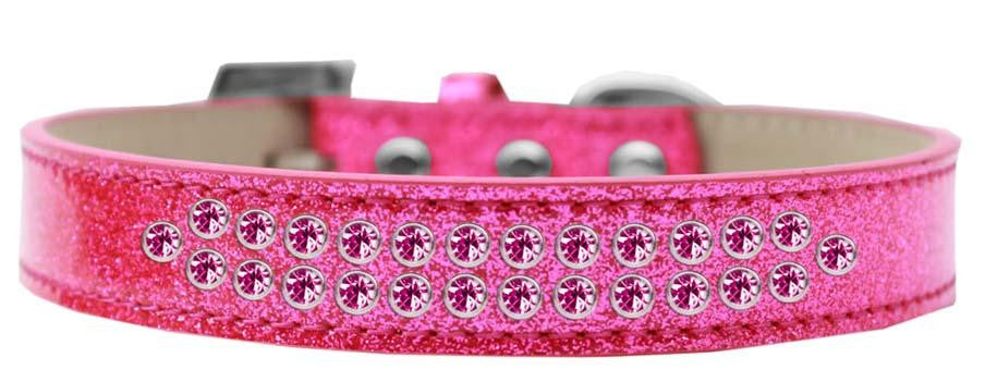 Two Row Bright Pink Crystal Size 20 Pink Ice Cream Dog Collar