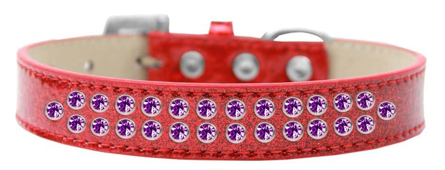 Two Row Purple Crystal Size 12 Red Ice Cream Dog Collar