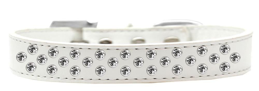 Sprinkles Dog Collar Clear Crystals Size 14 White