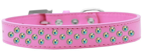 Sprinkles Dog Collar AB Crystals Size 16 Bright Pink