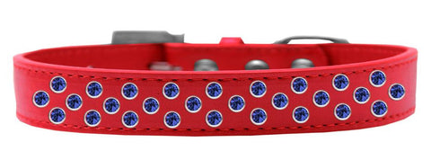 Sprinkles Dog Collar Blue Crystals Size 12 Red