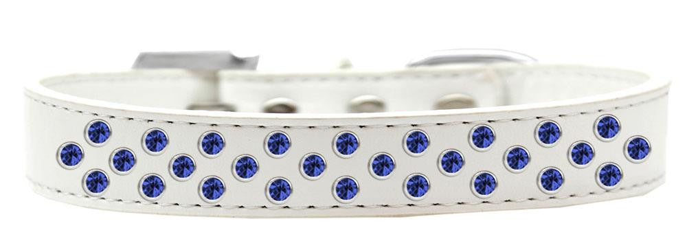 Sprinkles Dog Collar Blue Crystals Size 14 White