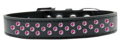 Sprinkles Dog Collar Bright Pink Crystals Size 16 Black