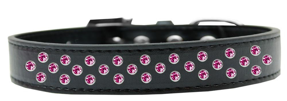 Sprinkles Dog Collar Bright Pink Crystals Size 18 Black