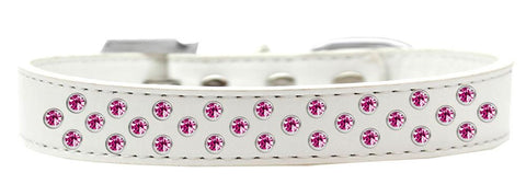 Sprinkles Dog Collar Bright Pink Crystals Size 18 White