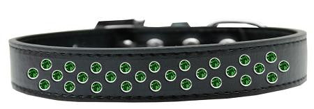 Sprinkles Dog Collar Emerald Green Crystals Size 20 Black