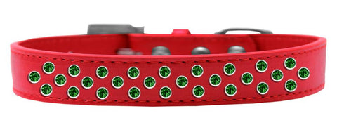 Sprinkles Dog Collar Emerald Green Crystals Size 16 Red