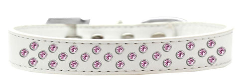 Sprinkles Dog Collar Light Pink Crystals Size 12 White