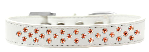 Sprinkles Dog Collar Orange Crystals Size 20 White