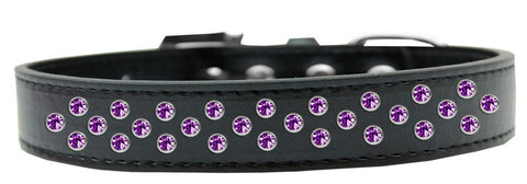 Sprinkles Dog Collar Purple Crystals Size 16 Black