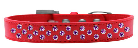 Sprinkles Dog Collar Purple Crystals Size 14 Red