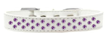 Sprinkles Dog Collar Purple Crystals Size 20 White