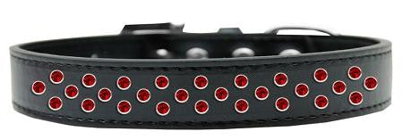 Sprinkles Dog Collar Red Crystals Size 16 Black