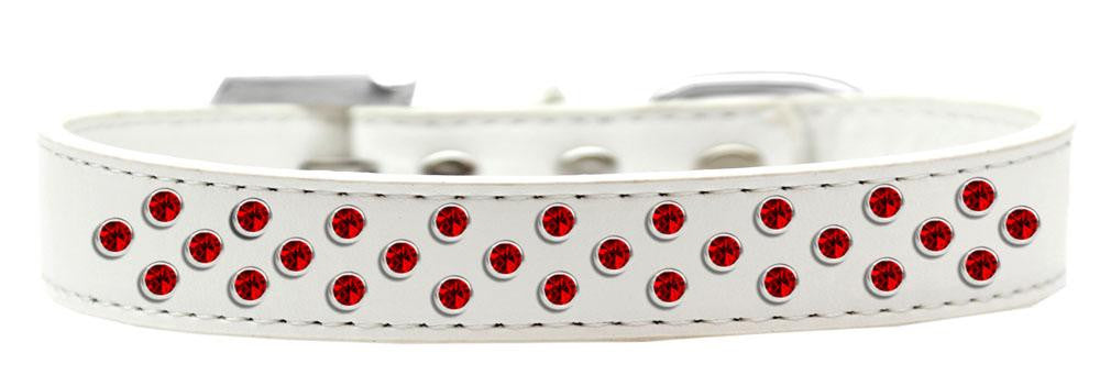 Sprinkles Dog Collar Red Crystals Size 12 White