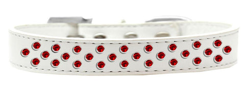 Sprinkles Dog Collar Red Crystals Size 20 White