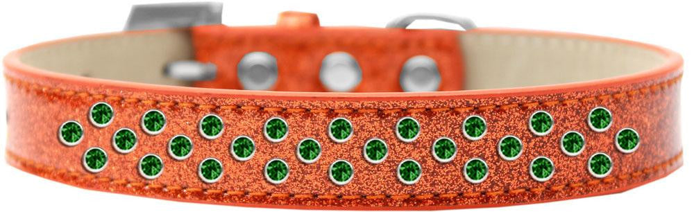 Sprinkles Ice Cream Dog Collar Emerald Green Crystals Size 12 Orange